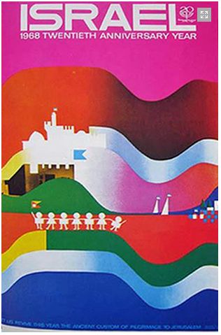 1968 г. Плакат, посвященный возрождению древнего обычая паломничества в Иерусалим